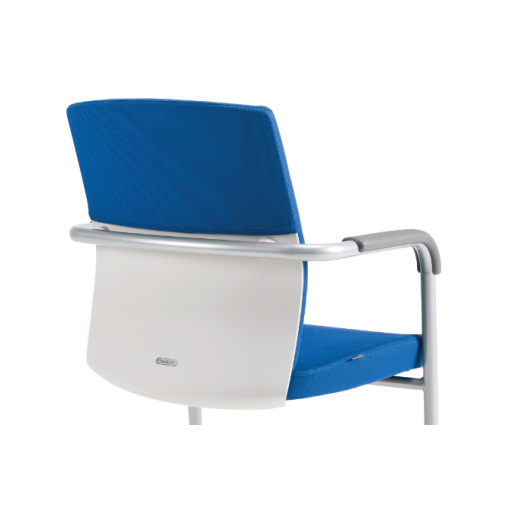 Jednací čalouněná židle JCON WHITE - detail zad bílý plast/čalounění