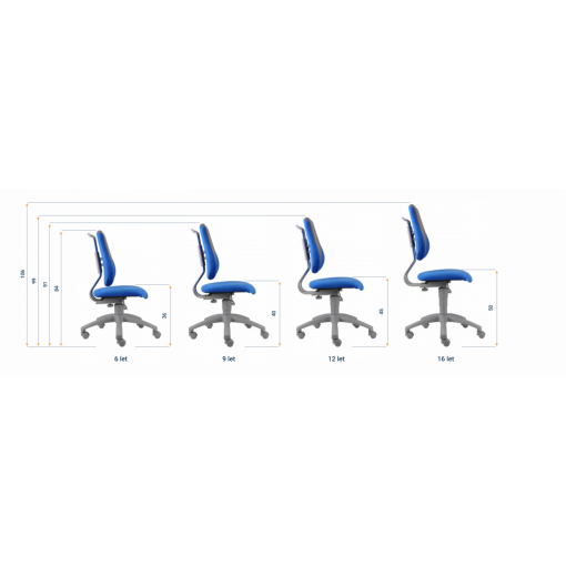 Dětská rostoucí židle FUXO S-LINE výšky sezení dle věku