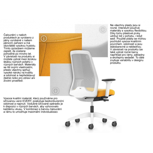 Kancelářská síťovaná židle EVERYis1 - popis vlastností a materiálů